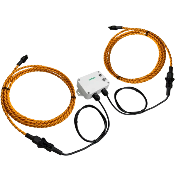 Netvox leak sensor with two lengths of water-sensing cable